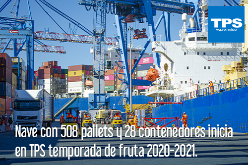 Nave con 508 pallets y 28 contenedores inicia en TPS temporada de fruta 2020-2021