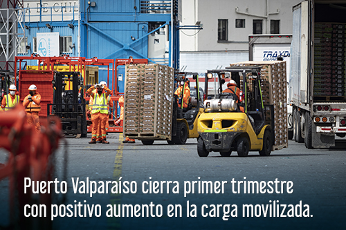Puerto Valparaíso cierra primer trimestre con positivo aumento en la carga movilizada
