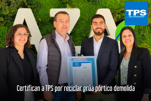 Certifican a TPS por reciclar grúa pórtico demolida