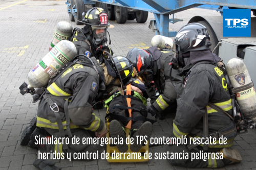 Simulacro de emergencia de TPS contempló rescate de heridos y control de derrame de sustancia